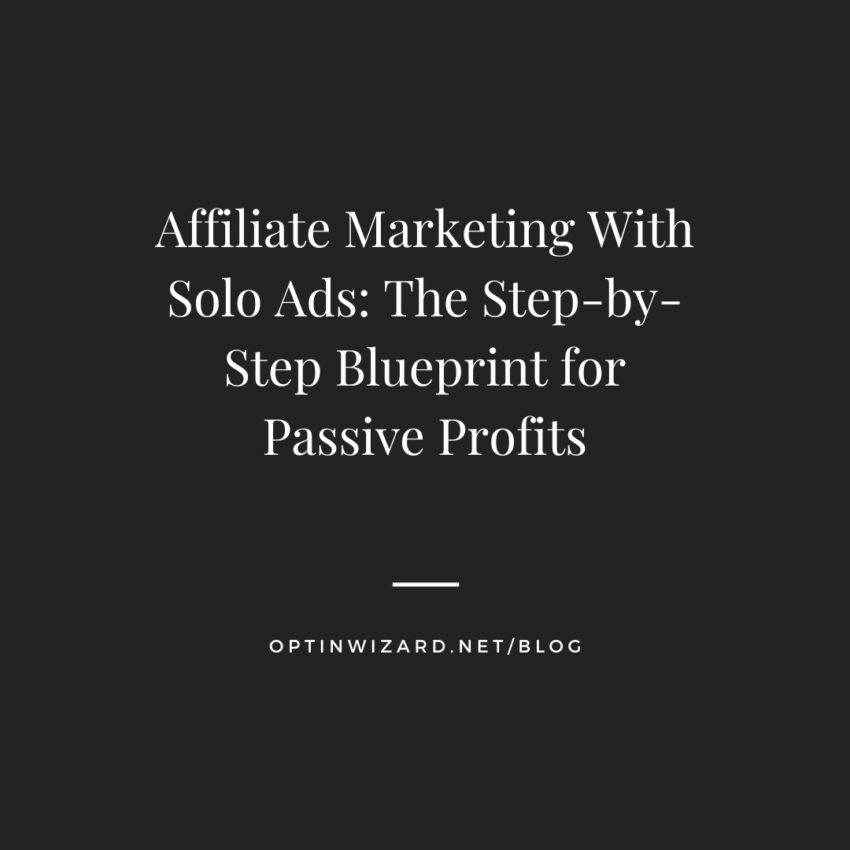 Affiliate marketing with solo ads the step by step blueprint for passive profits